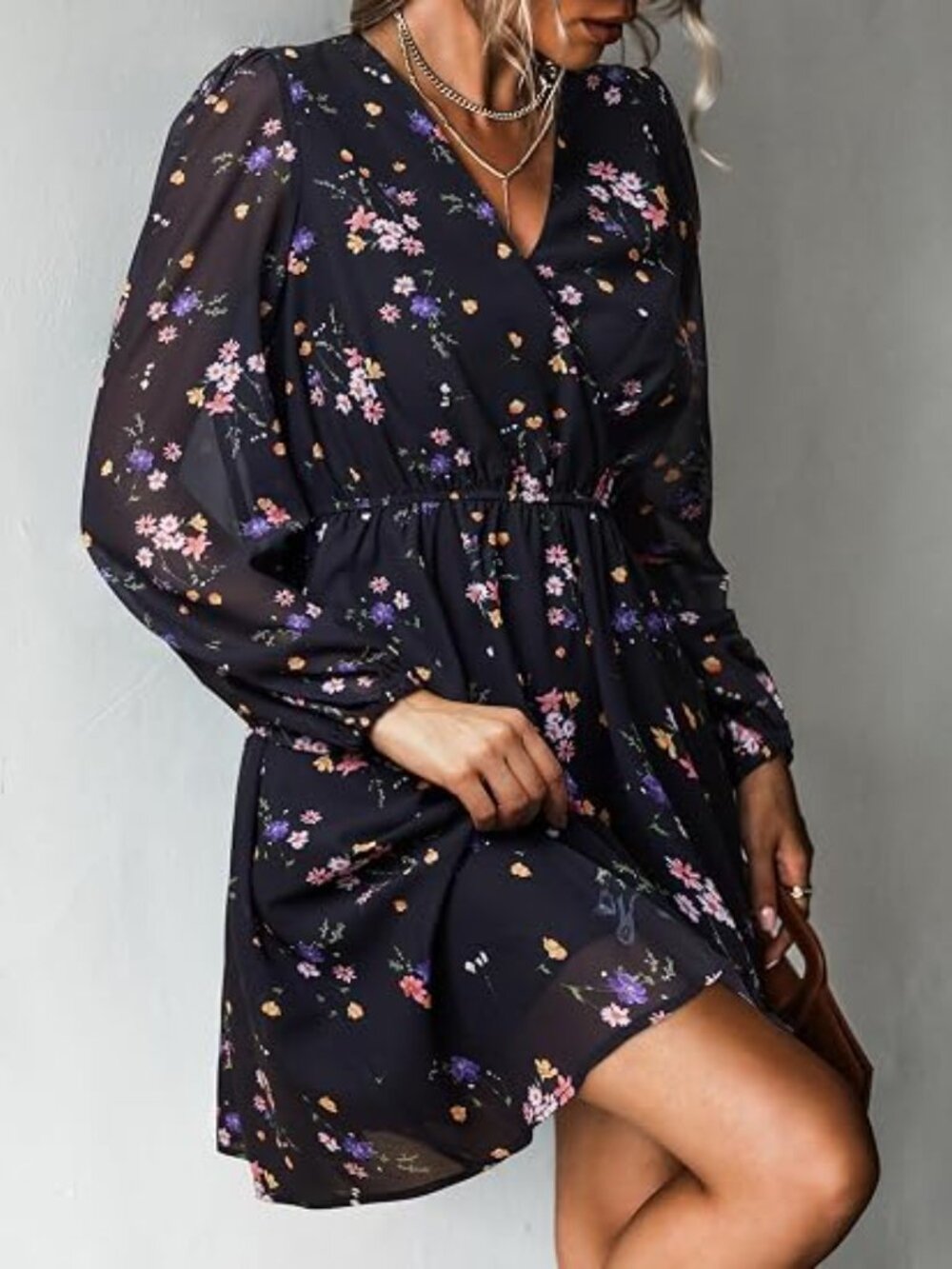 Womens Fall Floral Dress Boho Vacation Mini Wedding Guest Dresses